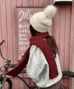 ルマンケーブル編みマフラー