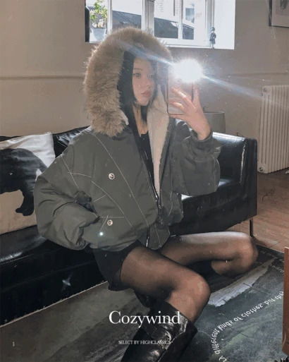 코지윈드 극세사 퍼안감 퍼 탈부착 빅후드 집업 루즈 아방핏 야상 점퍼 후드 집업