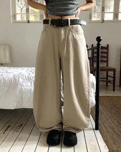 セルーコットン裏起毛ワイドバルーンパンツ