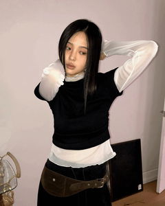 ドンオンシースルーワーマーハイネックレイヤードTシャツ