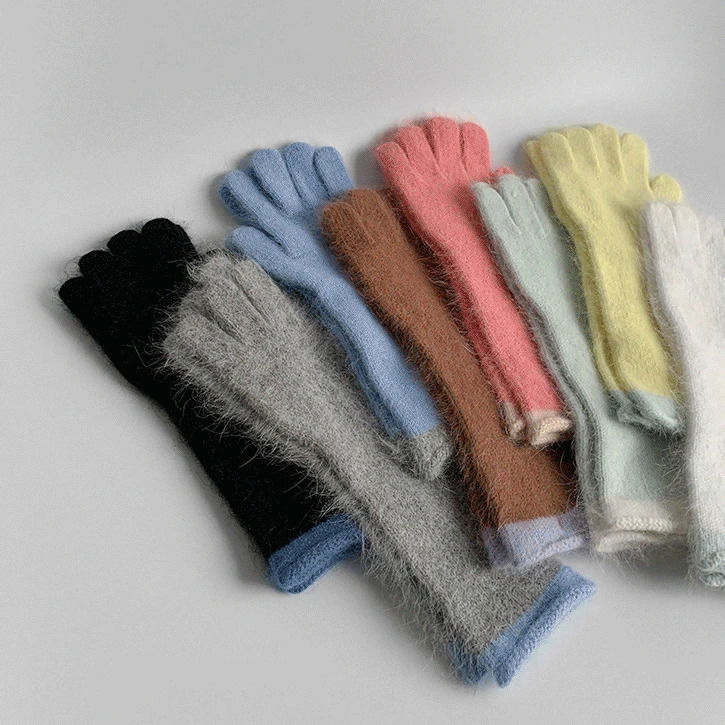 Finger Team 7 Long Angora Knitwear Gloves 配飾
