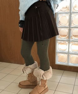 Rowan Half Pleated Strap Belt Winter Mini Skirt (3 Colors)