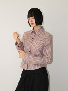 RUSTIC STRIPE SHIRT (pink / brown)