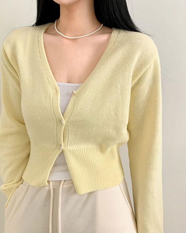 棉花糖V領短版針織外套7色