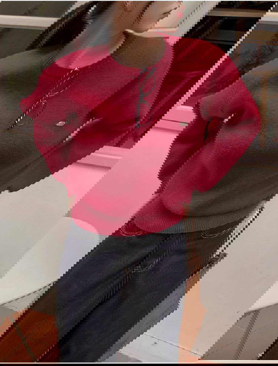 렌포드유 라운드넥 펜던트 니트