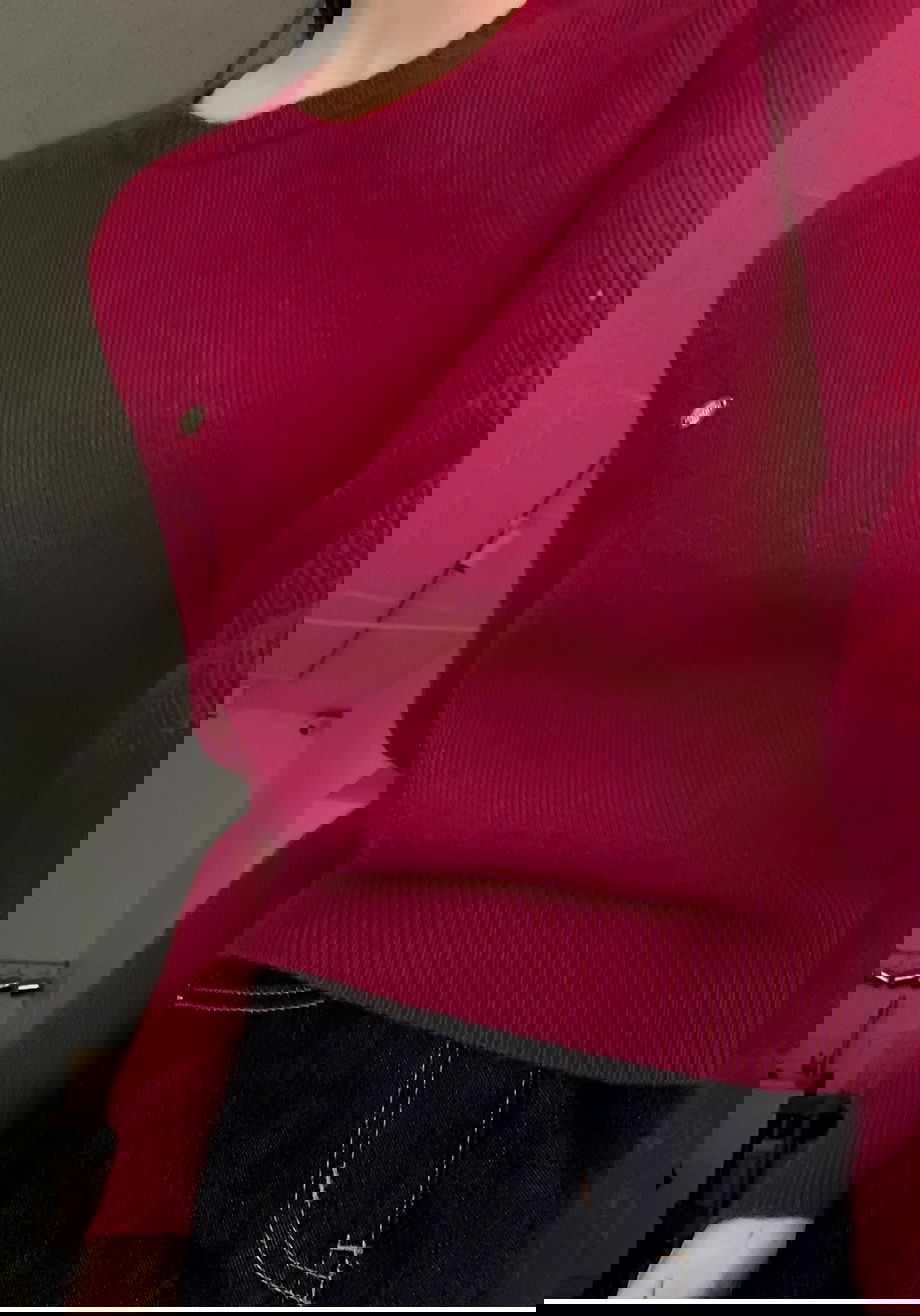 렌포드유 라운드넥 펜던트 니트