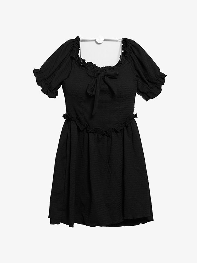 Big Size XL-5XL Hanmi Off Shoulder Frill Shirring Monokini Dress Swimsuit Vacation Look