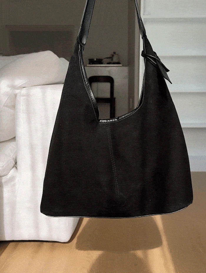 スエードレザーコンビボブ賞ビッグショルダーバッグ