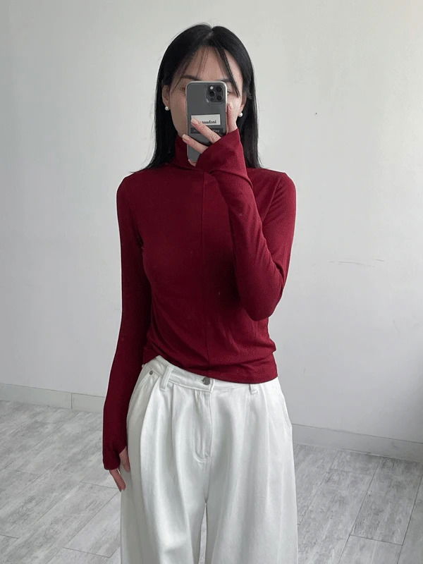 핀턱 워머 목폴라 티셔츠 (4C)