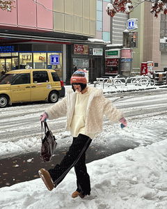 스노우 뽀글이 후드 집업 퍼자켓 (안감누빔 양털 오버핏)
