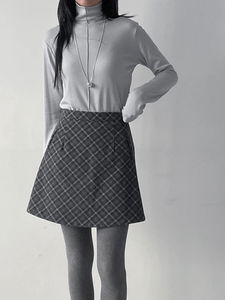 Tartan check A-line midi skirt