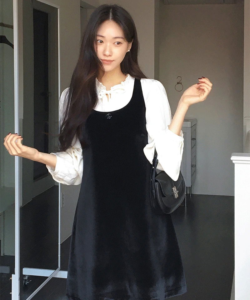 Winter Flower Velvet Dress