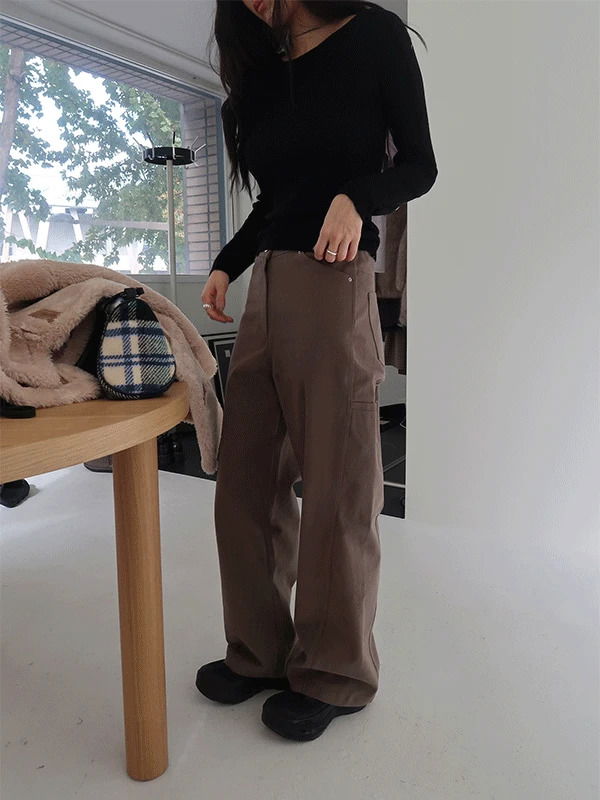 seam line cotton pants 长裤