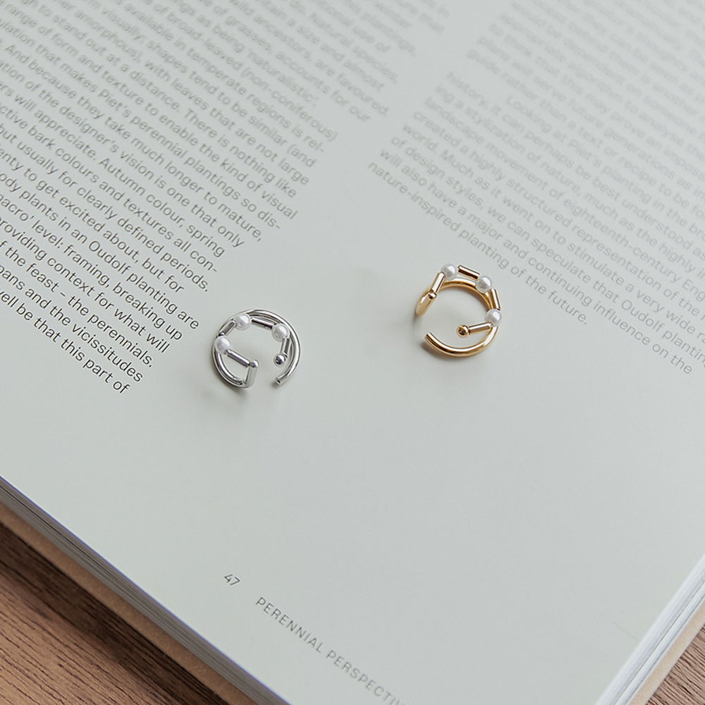 Barem 珍珠雙環耳骨夾