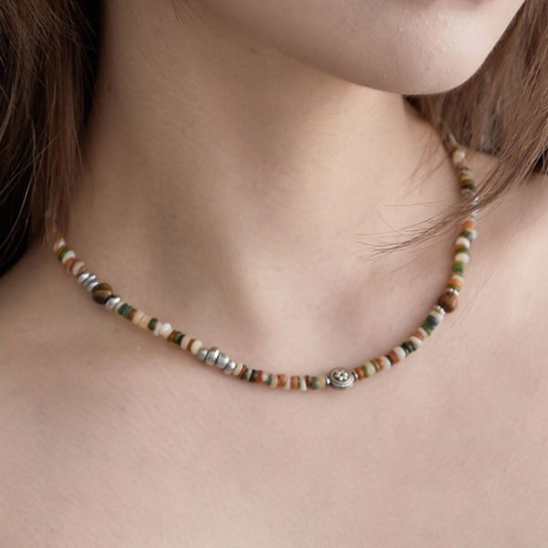Printed Stone Bead Necklace