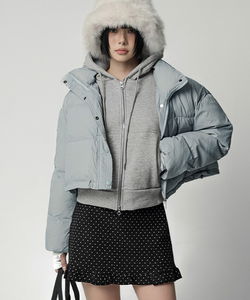 String High-Neck Crop Short Puffer Jacket
