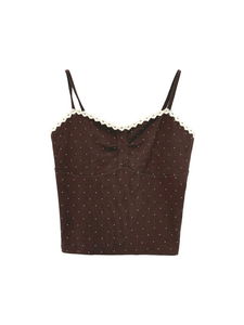 花レースピンドットスリーブレス