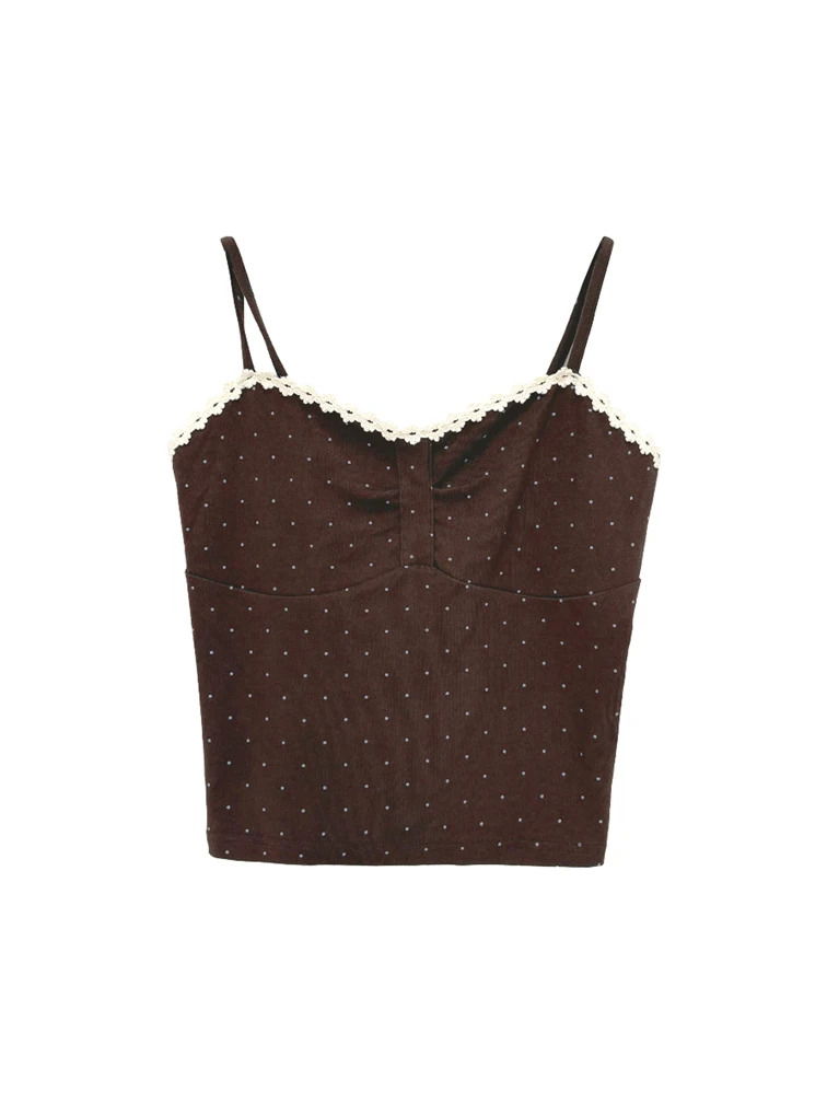 花レースピンドットスリーブレス