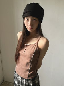 花卉設計排扣無袖上衣