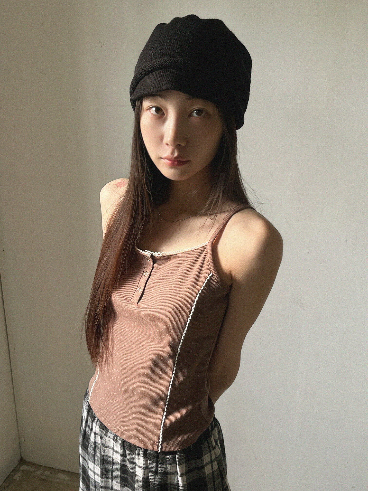 花卉設計排扣無袖上衣