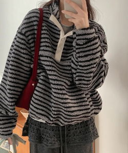 Majiden Striped Poggle High Neck Anorak Fleece - 2 Colors