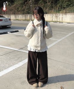 Forcial raised corduroy string wide pants