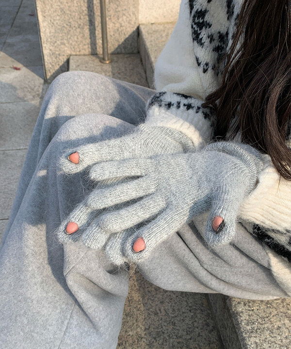 레본 앙고라 글러브 핑거홀 니트 장갑 (8color)