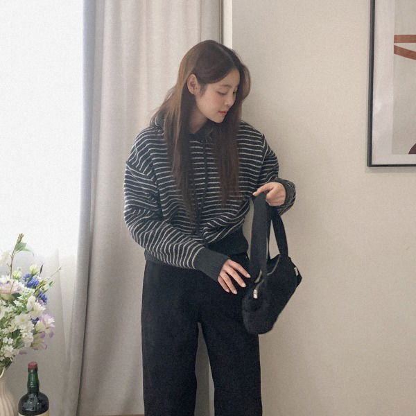 Nutty Wool Striped Hooded Knitwear