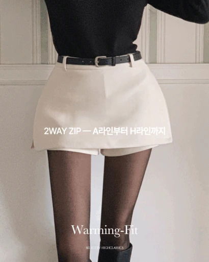 워밍핏 반하이웨스트 벨트set 사이드지퍼 포켓 모직 겨울 치마바지 미니 스커트