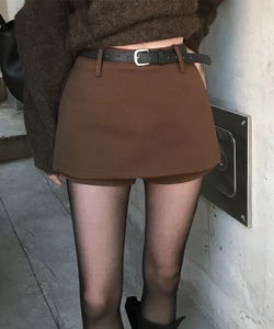 開衩綁帶褲裙套裝