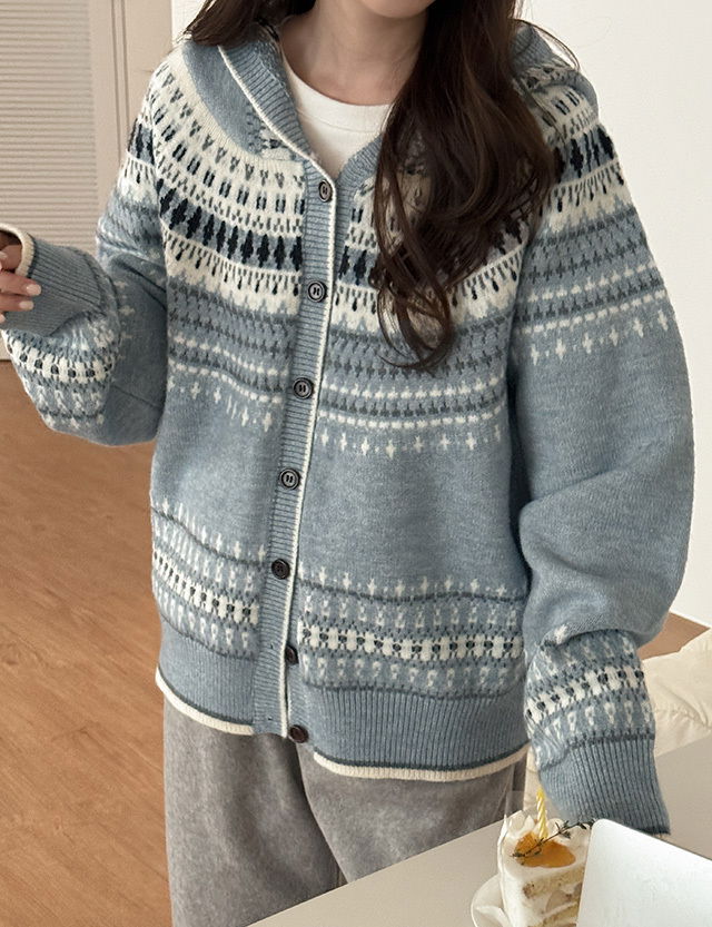 冬季北歐連帽羊毛針織外套