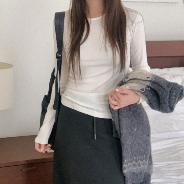 Easty Ribbed Fleece-lined Long Sleeve T-shirt