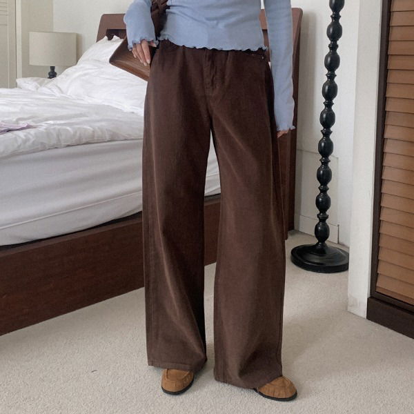 모랑코 기모 와이드 코튼팬츠