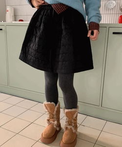 Rupert Wave Quilted Waistband Banding A-Line Mini Skirt Skirt Pants 2 Colors Christmas Look/Date Look/Flare Skirt