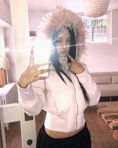 エルシボリファーフードジップアップショートダウンジャケット