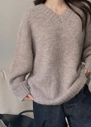 베라디브 울 스판 브이넥 니트