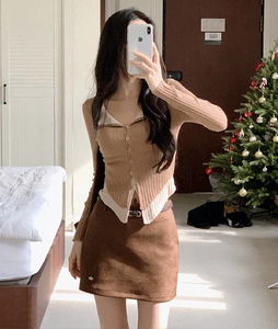 라벨스웨이드skirt (겨울미니스커트,치마바지,벨트스커트)