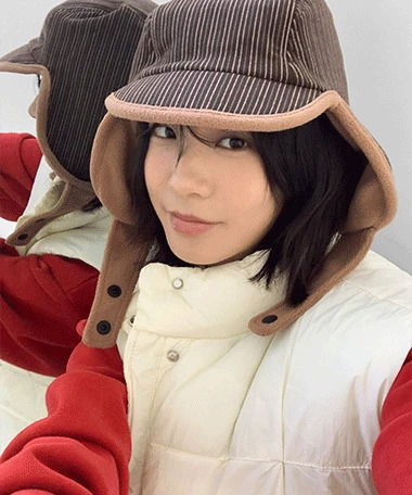 Tessie Two-tone Stripe Soft Earflap Hat 帽子