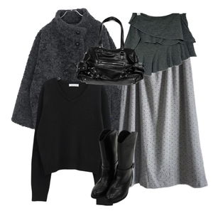 코트,스커트,니트 코디