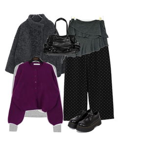 코트,긴팔티,팬츠 코디