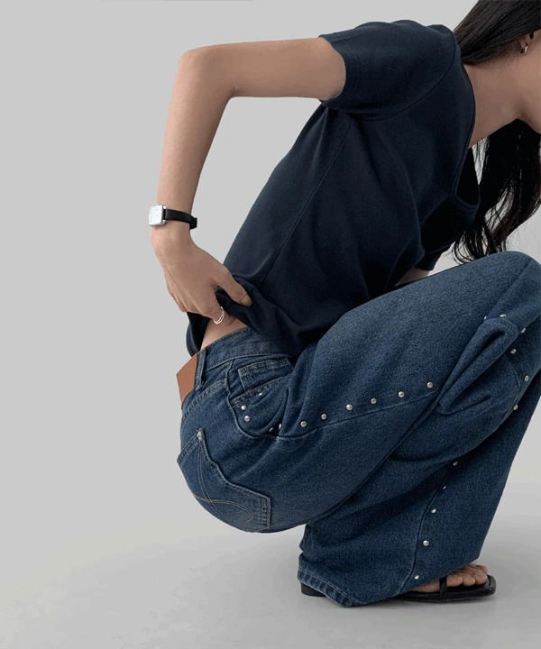 Wayburn Studded Wide Denim Pants