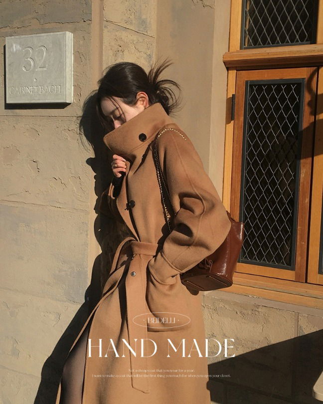 Log Handmade High Neck Overfit Long Coat (Delayed delivery)