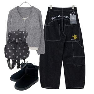 데님,가디건&베스트,부츠 코디