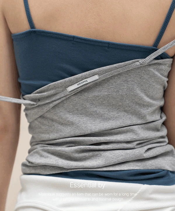 로넌 컬러포인트 딥 U넥 슬리브리스