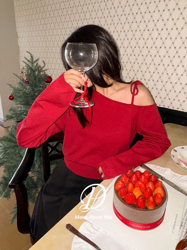 Big size 44-110 Haridel buttoned semi-crop viscose strap one-shoulder long-sleeved knitwear for the end of the year