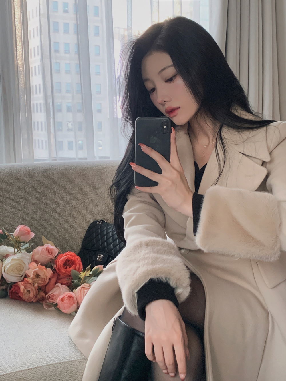 코트 모델 착용 이미지-S1L116