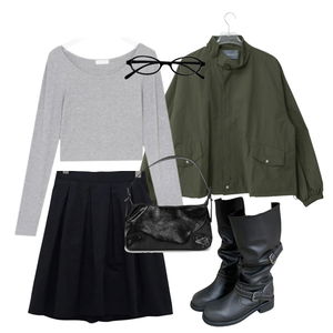 자켓,긴팔티,부츠 코디