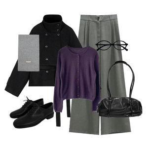 팬츠,코트,선글라스 코디