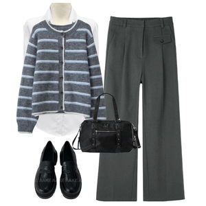 長褲,襯衫,針織外套 코디