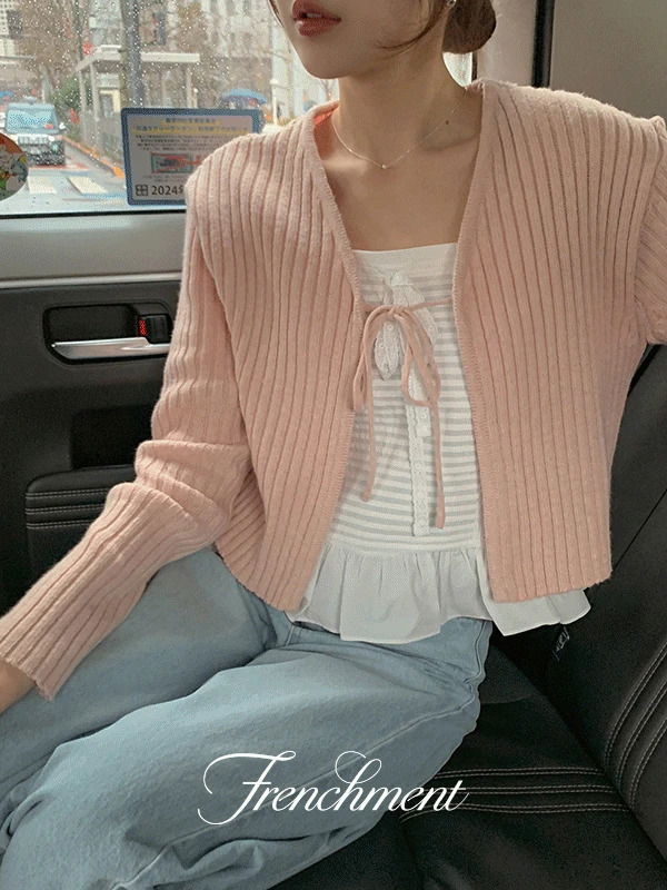 Nice Ribbon Cashmere Knitwear Cardigan/ 开襟衫